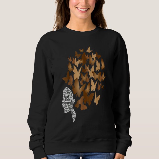 Schwarze Frau Afro Butterfly Cooler Schwarzgeschic Sweatshirt (Vorderseite)