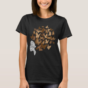 Schwarze Frau Afro Butterfly Cooler Schwarzgeschic T-Shirt