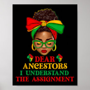 Schwarze Frau Afro Messy Bun Liebe Ancestors Junet Poster