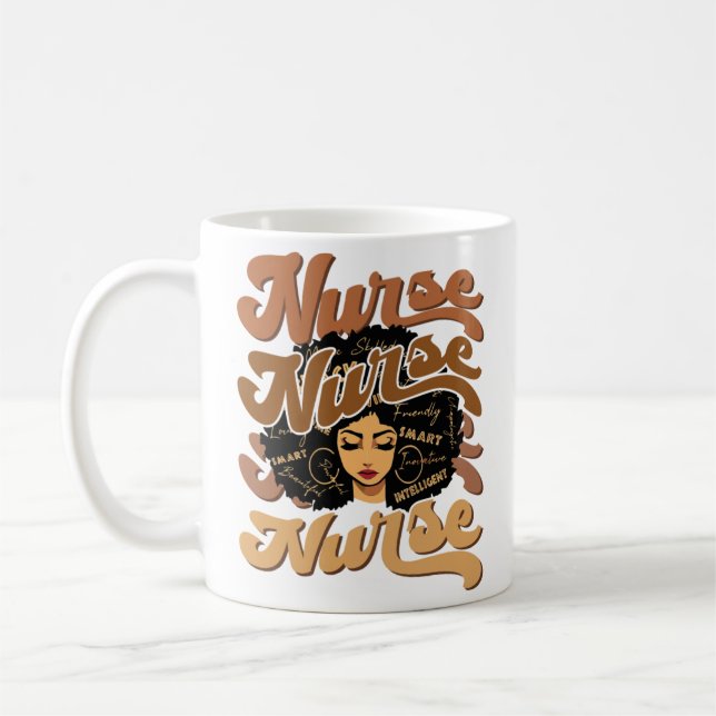 Schwarze Frau Afro Nurse Afrikanische Amerikanisch Kaffeetasse (Links)