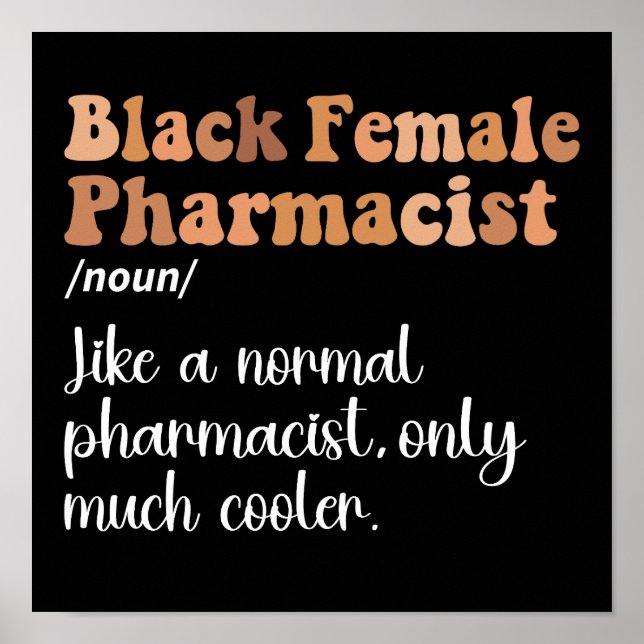 Schwarze Frau Apothekerin Funny Definition Poster (Vorne)