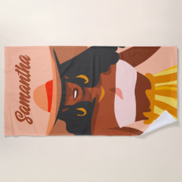 Schwarze Frau, Big Hat, Ferienhäuser Strandtuch