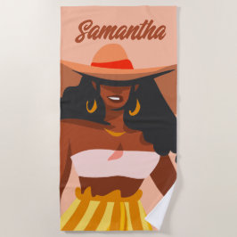 Schwarze Frau, Big Hat, Ferienhäuser Strandtuch