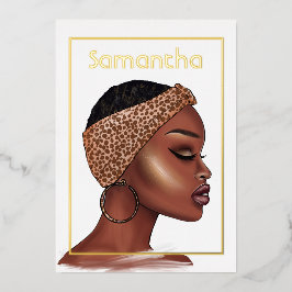 Schwarze Frau Birthday Party Foil Einladung