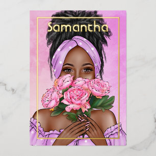 Schwarze Frau Birthday Party Foil Einladung