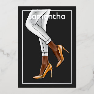 Schwarze Frau Birthday Party Foil Einladung