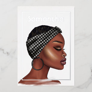 Schwarze Frau Birthday Party Foil Einladung