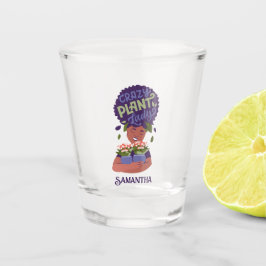 Schwarze Frau Crazy Pflanze Lady, umarmende Pflanz Schnapsglas