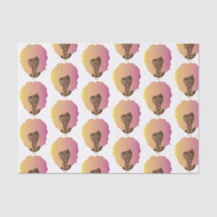 Schwarze Frau, farbenfrohe Orange und rosa Afro Seidenpapier