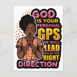 Schwarze Frau Gebet Kriegerin zu Gott beten Feiertagspostkarte