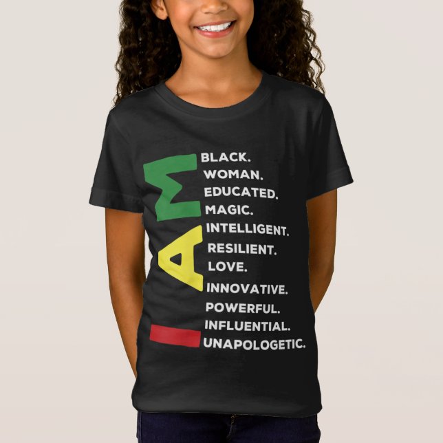 Schwarze Frau gebildet Intelligent Powerful T-Shirt (Vorderseite)