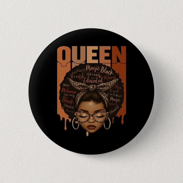 Schwarze Frau Gebildet Stark Black History Month G Button (Vorderseite)