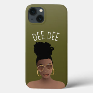 Schwarze Frau, Gold Shades & High Bun, Olivgrün Case-Mate iPhone Hülle