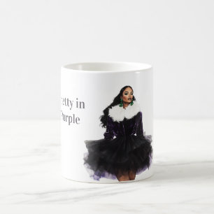 Schwarze Frau Hübsch in Lila Kleid Kaffeetasse