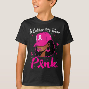 Schwarze Frau im Oktober tragen wir rosa Brustkreb T-Shirt