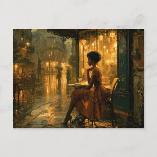 Schwarze Frau in Paris Kunstpostkarte Postkarte