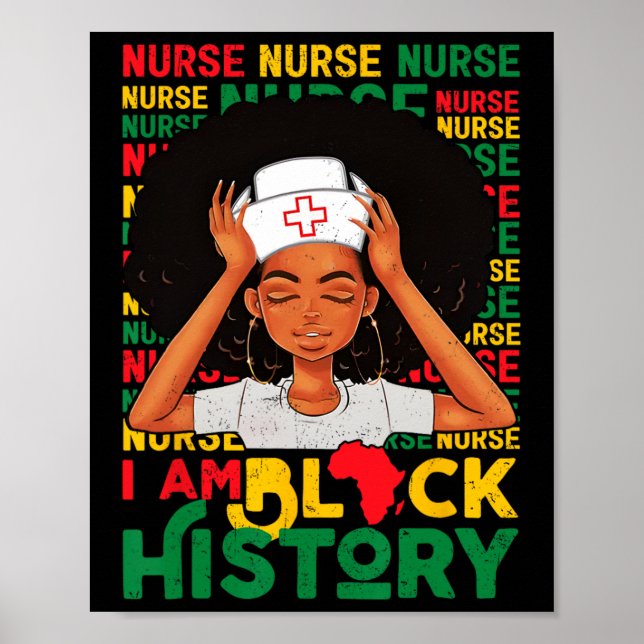 Schwarze Frau Krankenschwester Afro Retro Schwarze Poster (Vorne)