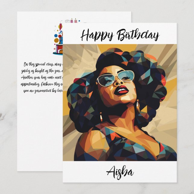 Schwarze Frau: Kubistische Kunst Dankeskarte (Vorne/Hinten)