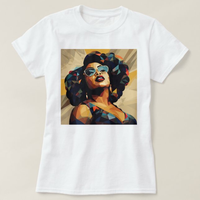 Schwarze Frau: Kubistische Kunst T-Shirt (Design vorne)