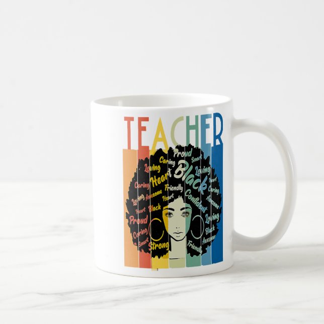 Schwarze Frau Lehrerin Afro Retro Cool Black Histo Kaffeetasse (Rechts)