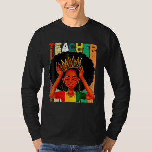 Schwarze Frau Lehrerin Afro Retro Matching Black H T-Shirt
