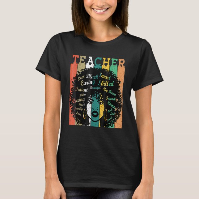Schwarze Frau Lehrerin Afro Shirt Schwarze Geschic (Vorderseite)