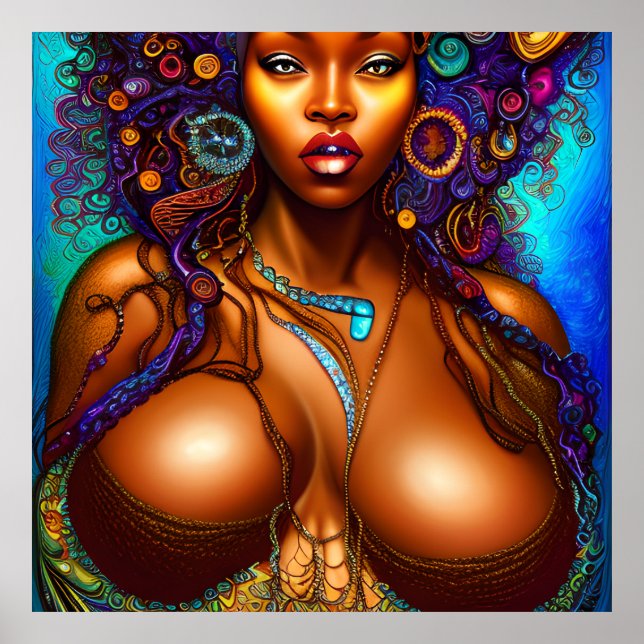 Schwarze Frau Melanin Queen Brown Skin Sista Meerj Poster (Vorne)