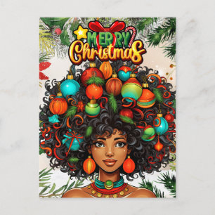 Schwarze Frau Melanin Weihnachten Afro Natural Que