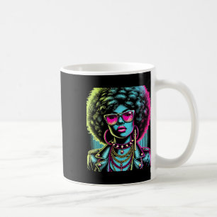 Schwarze Frau mit einem großen Afro-Aufkleber Kaffeetasse