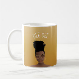 Schwarze Frau mit Gold-Shades & High Bun, Gelbes G Kaffeetasse