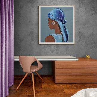 Schwarze Frau mit harten Kunstwerken Poster