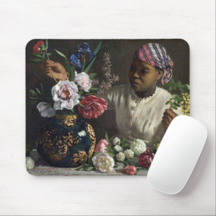 Schwarze Frau mit Peonies Fré dé Bazille Mousepad