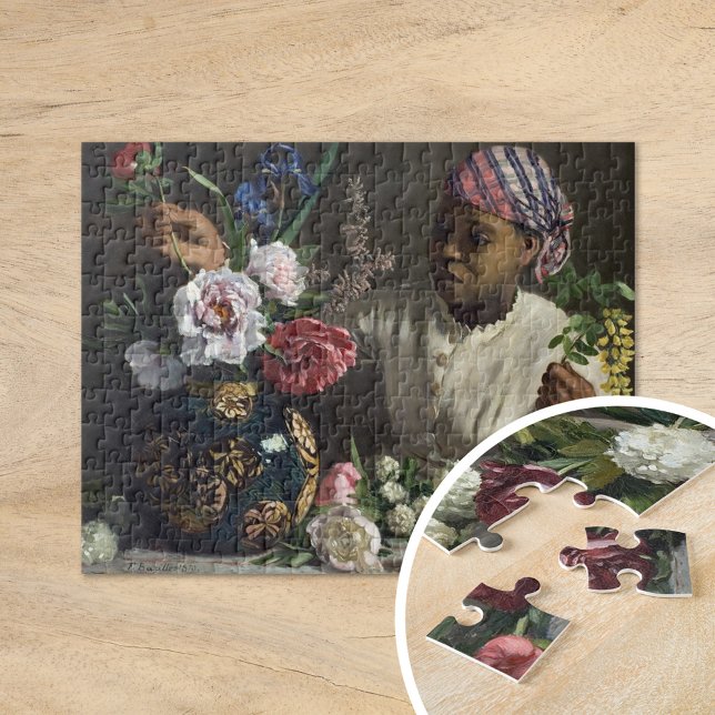 Schwarze Frau mit Peonies | Fré dé Bazille Puzzle (Von Creator hochgeladen)