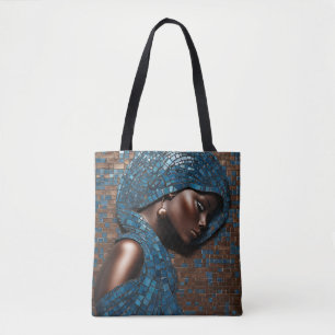 Schwarze Frau Mosiac Blue Copper Tasche