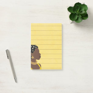 Schwarze Frau Portrait Lined Sticky Post-it Klebezettel