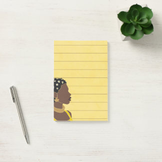 Schwarze Frau Portrait Lined Sticky Post-it Klebezettel