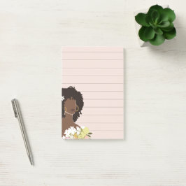 Schwarze Frau Portrait Lined Sticky Post-it Klebezettel