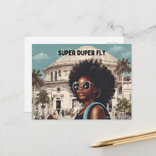 Schwarze Frau Postkarte (Vorderseite/Rückseite Beispiel)