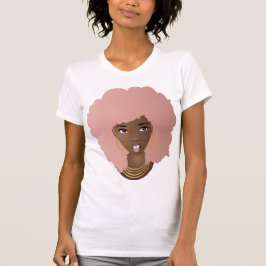 Schwarze Frau, rosa Afro, verärgerter Ausdruck T-Shirt
