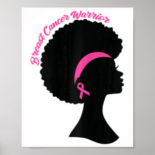 Schwarze Frau rosa Ribbon Ohrringe Brustkrebskrieg Poster