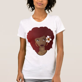 Schwarze Frau, Rotes Afro, Blume in ihrem Naturhaa T-Shirt