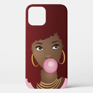 Schwarze Frau, Rotes Afro, Poppingrosa Bubblegum Case-Mate iPhone Hülle