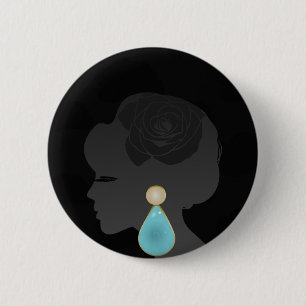 Schwarze Frau Silhouette Dunkler Glamour Button