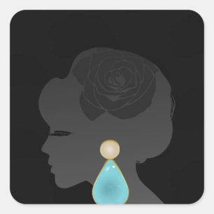 Schwarze Frau Silhouette Dunkler Glamour Quadratischer Aufkleber