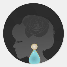 Schwarze Frau Silhouette Dunkler Glamour Runder Aufkleber