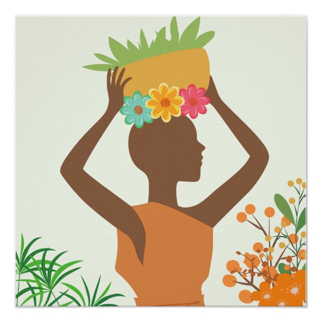 Schwarze Frau Silhouette Poster (Vorderseite)