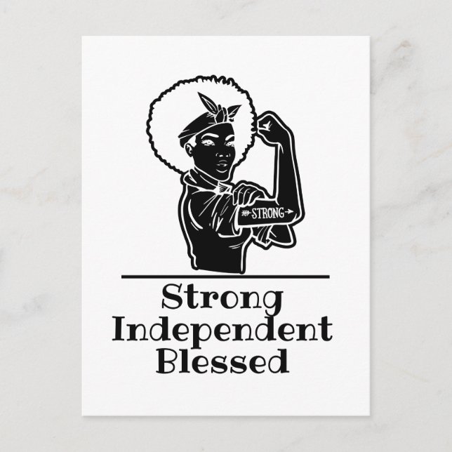 Schwarze Frau stark Postkarte (Vorderseite)