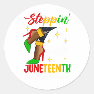 Schwarze Frau tritt in Juneteenth ein wie meine Vo Runder Aufkleber