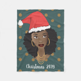 Schwarze Frau, Weihnachten Weihnachtsmannmütze, Po Fleecedecke