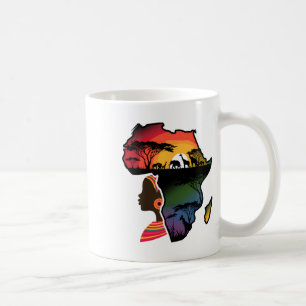 Schwarze Frauen Afro Karte Safari Tiere Afrikanisc Kaffeetasse